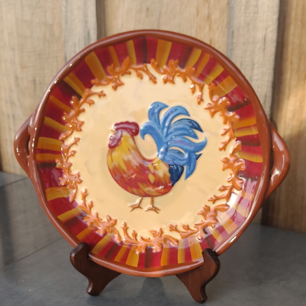 Ceramic Rooster Decorator Plate Bella Casa Ganz Farmhouse Decor